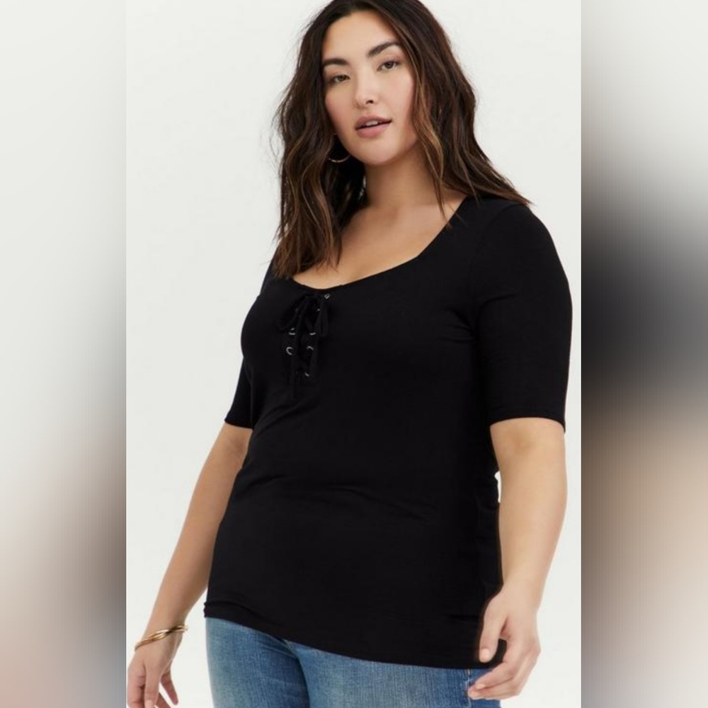 Torrid - Black long length 1/2 sleeve top